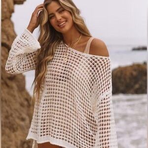 Natural Open Weave Lightweight Cream Sweater NWOT
